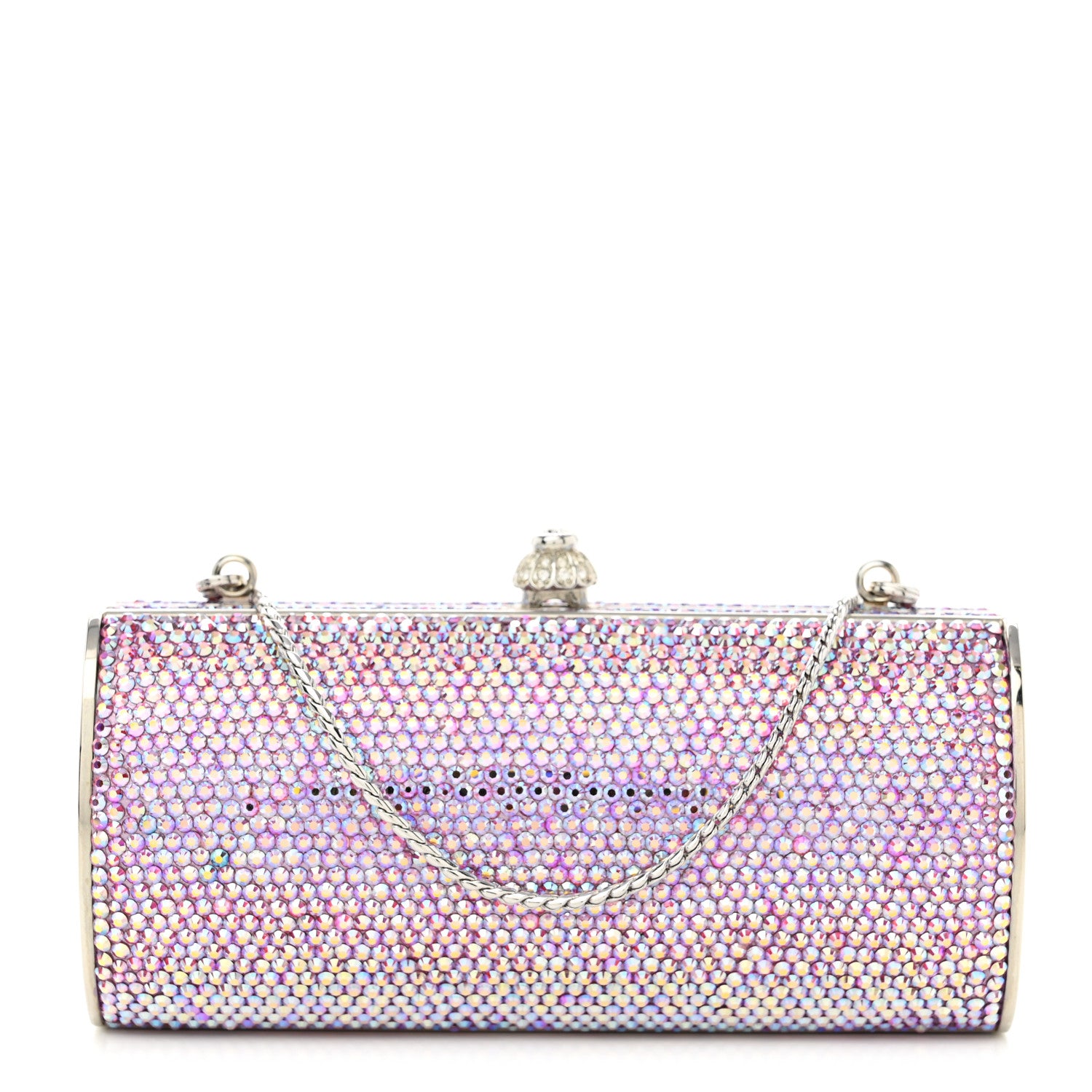 Judith Leiber Swarovski Crystal Minaudiere Clutch Pink 2 of 10