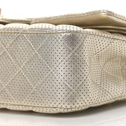 Chanel Metallic Lambskin Perforated Medium Double Flap Gold 9 of 12