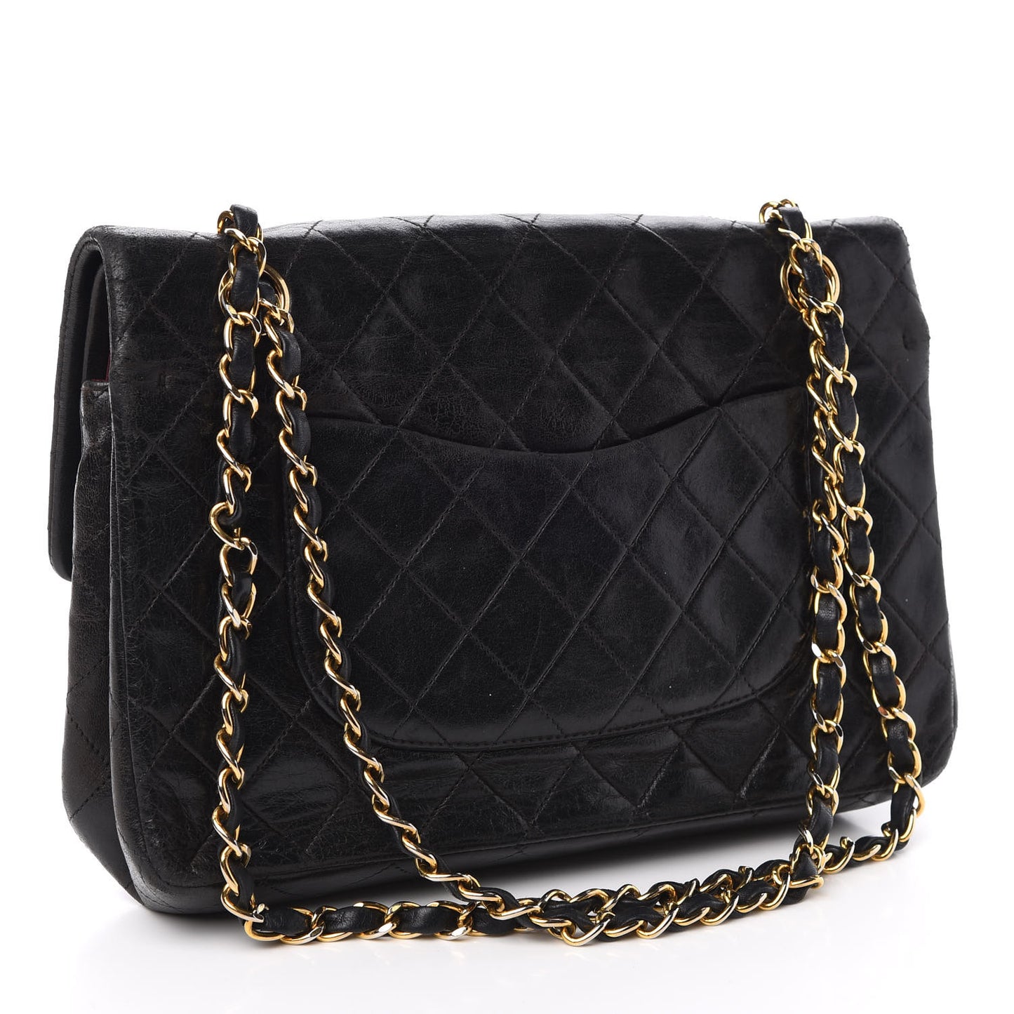 Lambskin Quilted Medium Double Flap Black