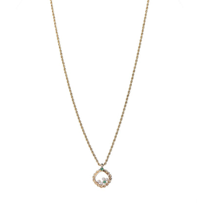 Chopard 18K Yellow Gold Diamond Emerald Happy Diamonds Pendant Necklace 1 of 8