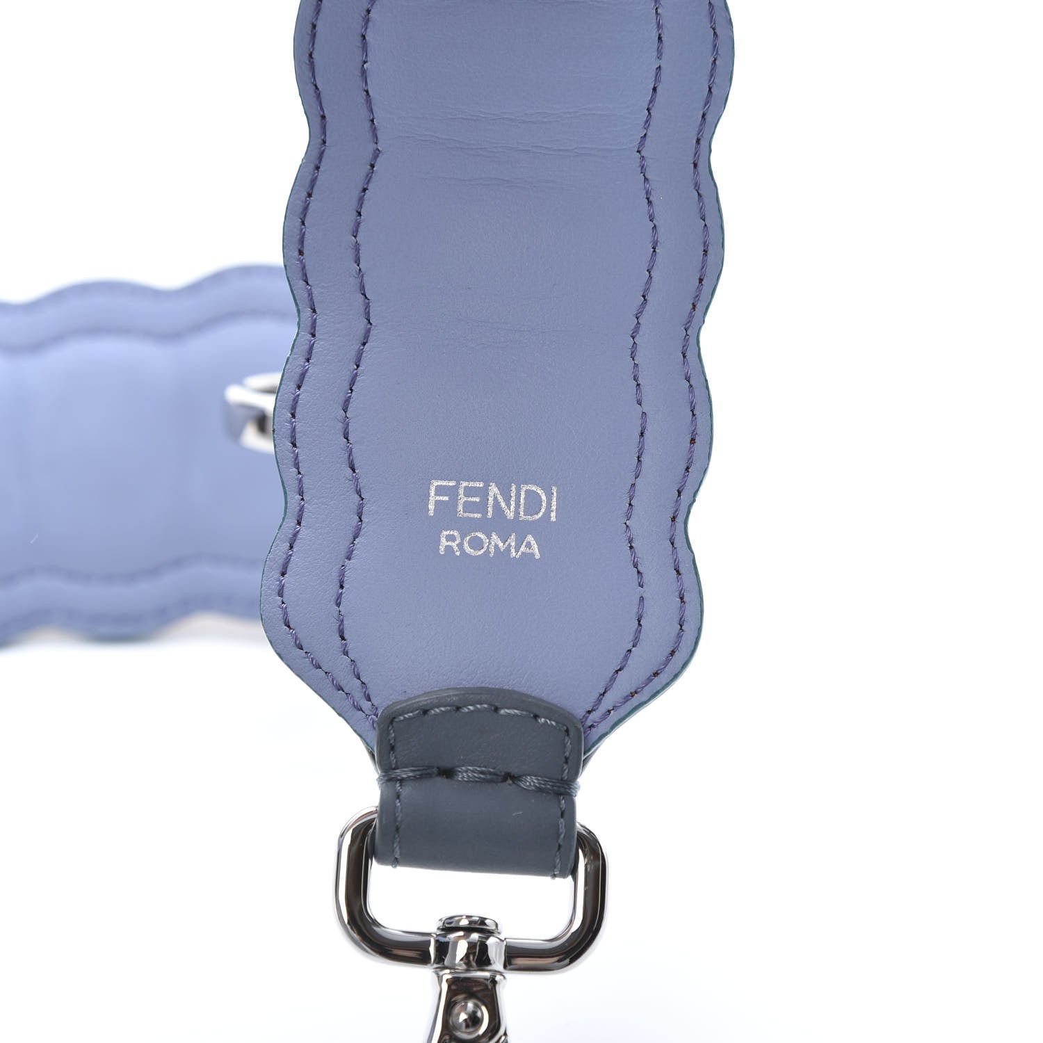 Fendi Vitello Century Pearl Tri-Color Scalloped Studded Strap You Tempesta Papaya Sky 3 of 4