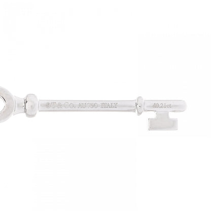 Tiffany 18K White Gold Diamond Knot Key Pendant Necklace 4 of 6
