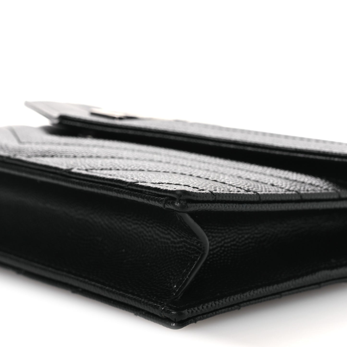 Grain De Poudre Matelasse Chevron Monogram Chain Wallet Black