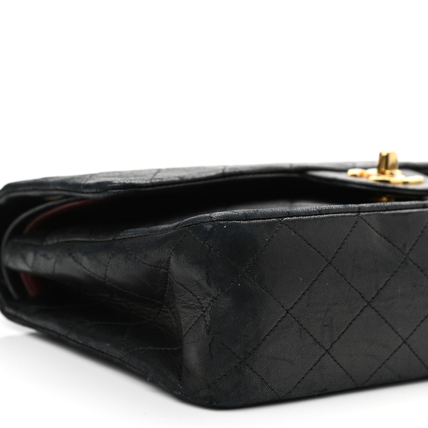 Lambskin Quilted Medium Double Flap Black