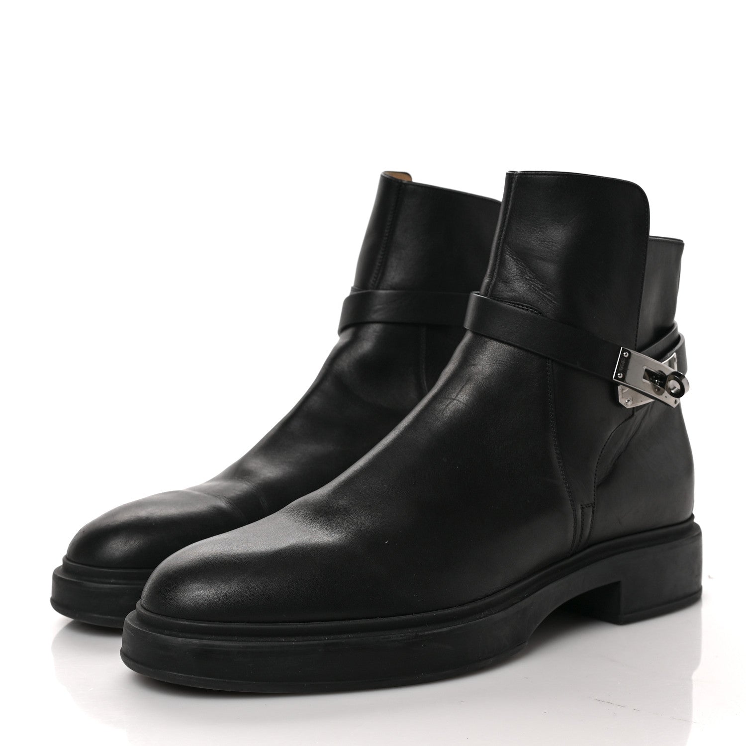 Hermes Calfskin Mens Veo Ankle Boots 42 Black 3 of 8