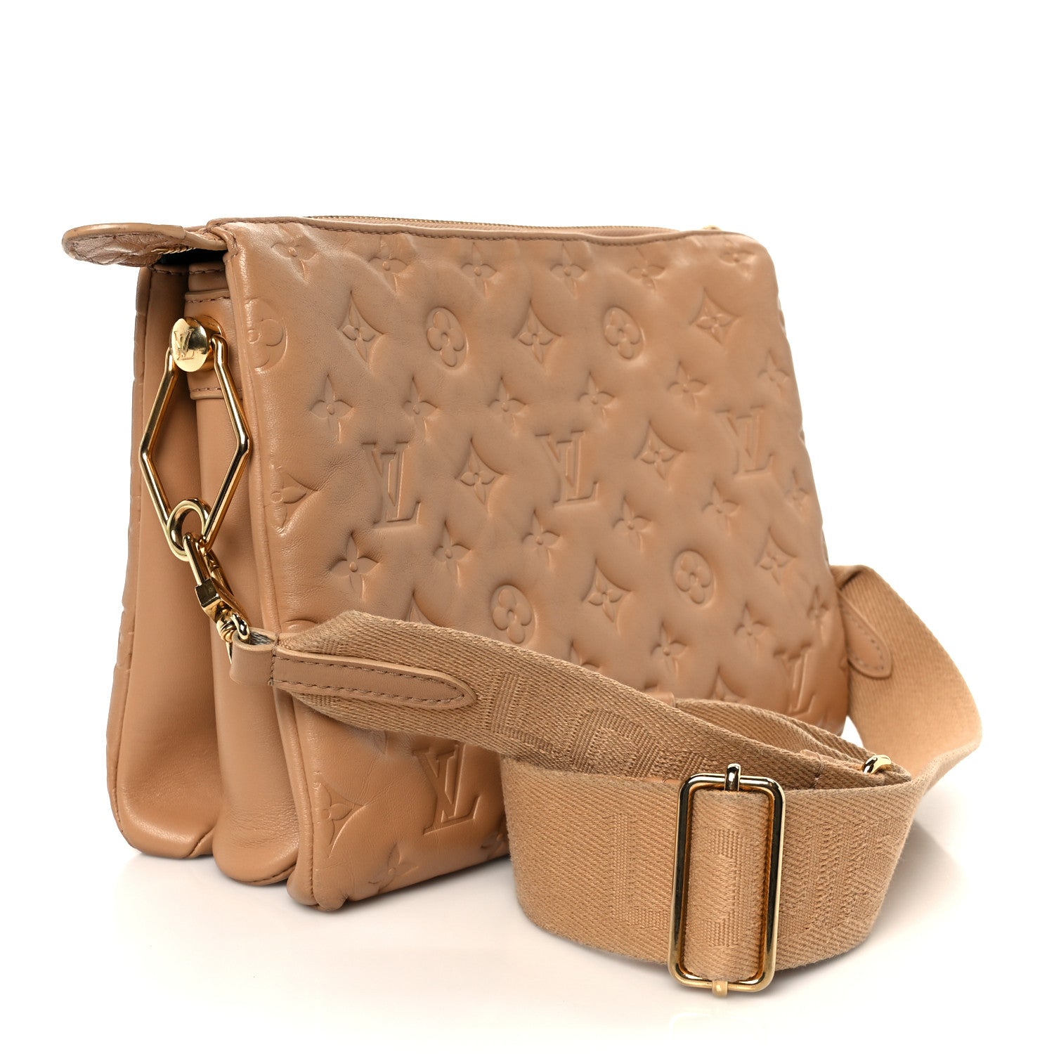 Louis Vuitton Lambskin Embossed Monogram Coussin PM Camel 3 of 10
