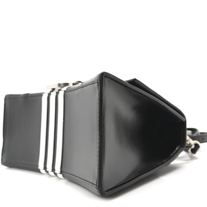 Balenciaga X ADIDAS Shiny Box Calfskin Small Hourglass Top Handle Bag Black White 9 of 9