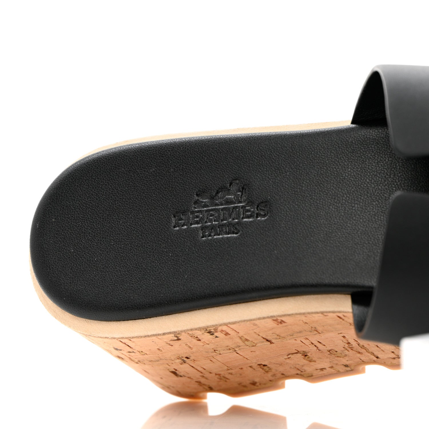 Hermes Calfskin Cork Eze 30 Sandals 37 Black 7 of 10