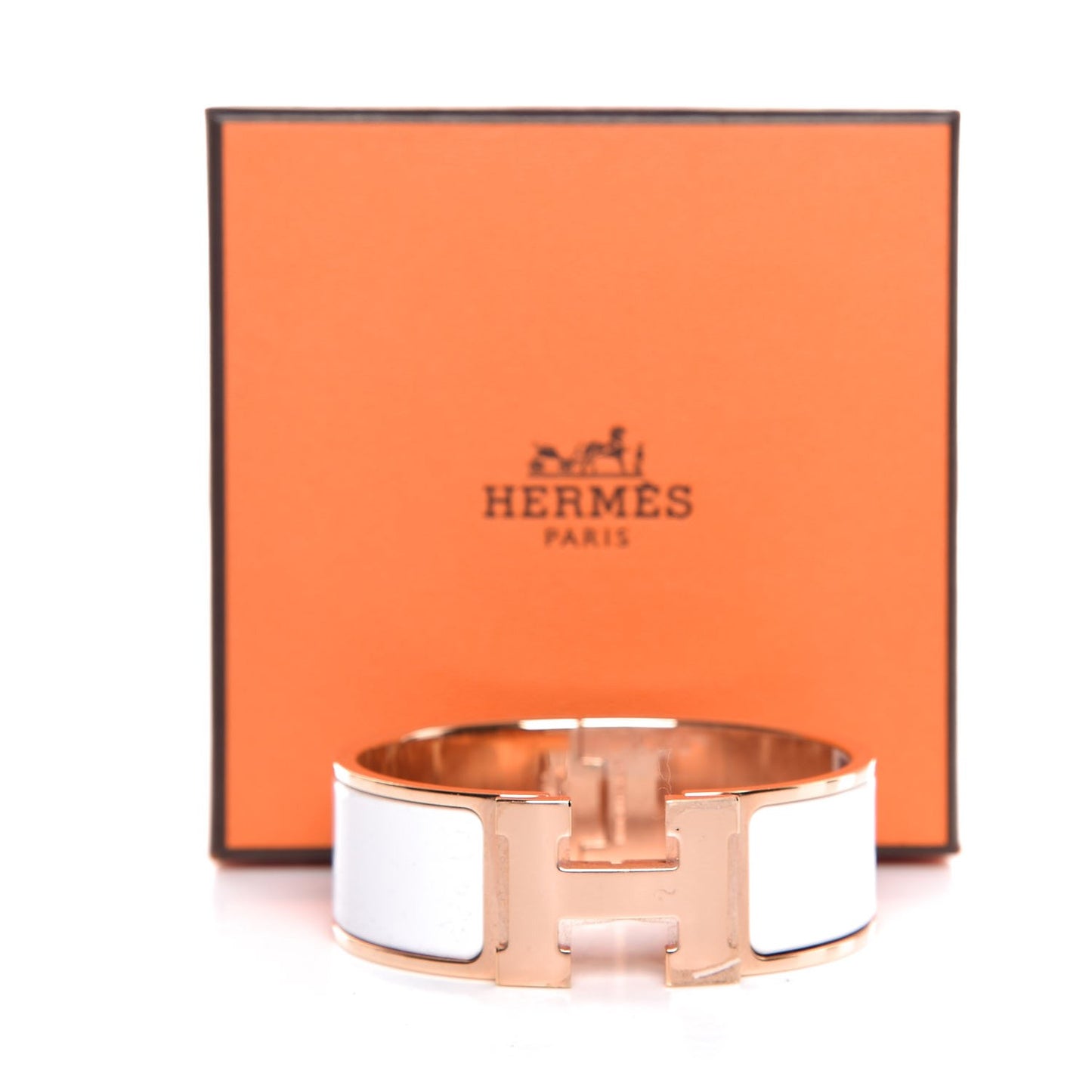 Enamel Wide Clic Clac H Bracelet PM White