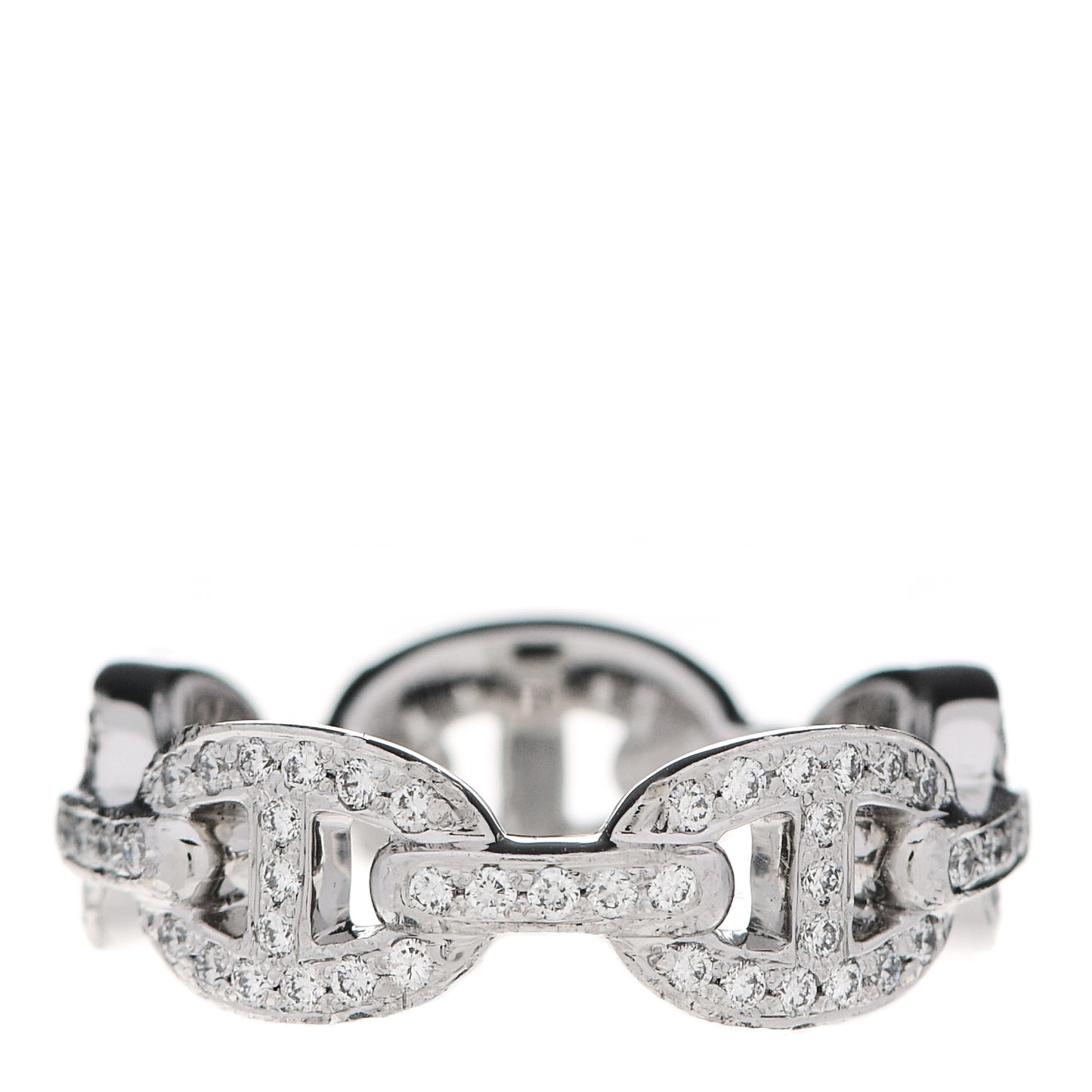 18K White Gold Diamond Chaine d'Ancre Ring 52 6