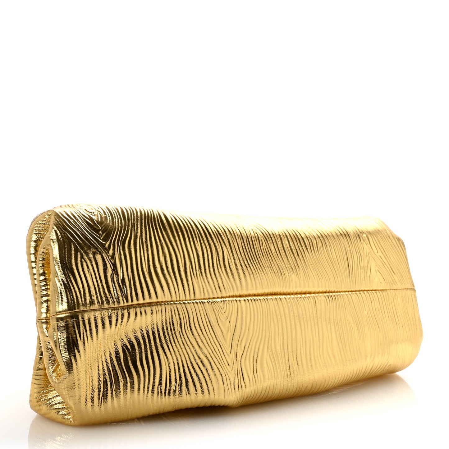 Metallic Bark Calfskin Embossed The Pouch Oversized Clutch Oro