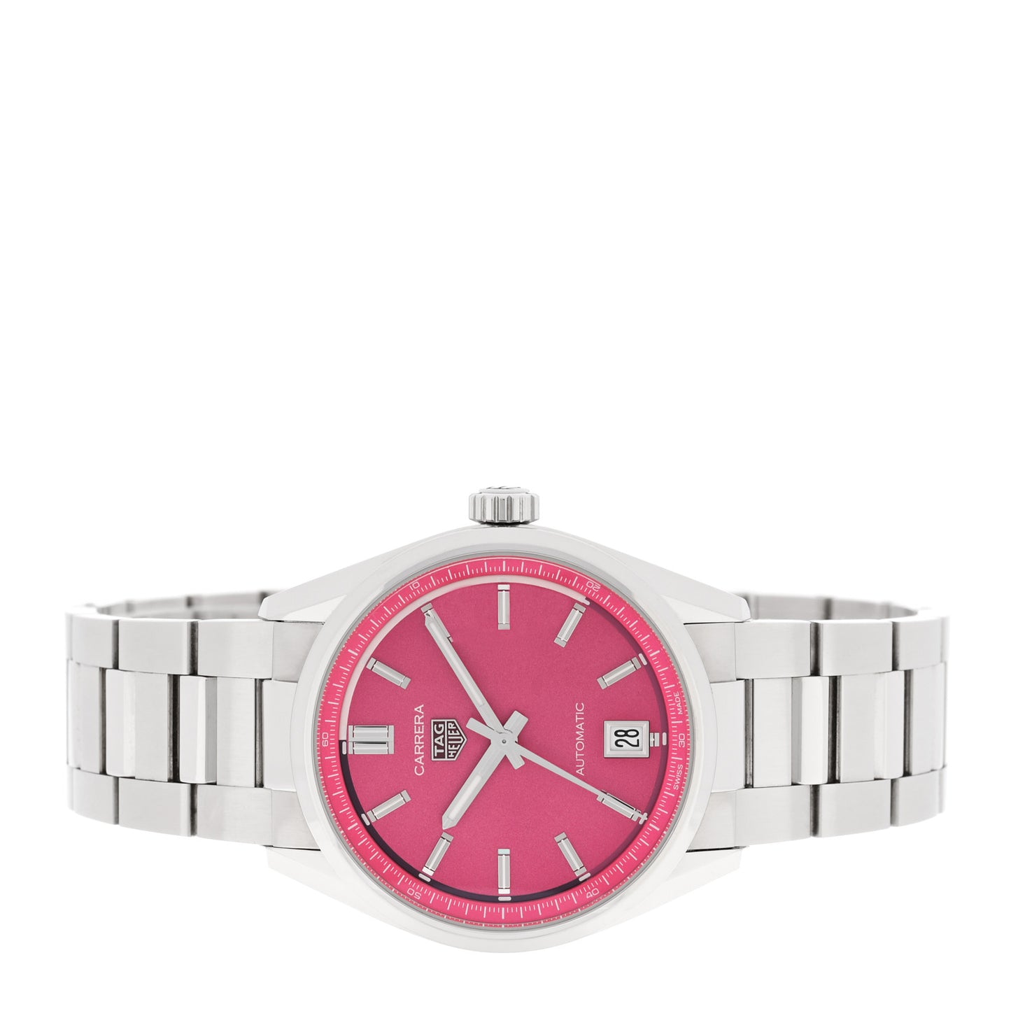 Stainless Steel 36mm Carrera Date Automatic Watch Pink WBN2313