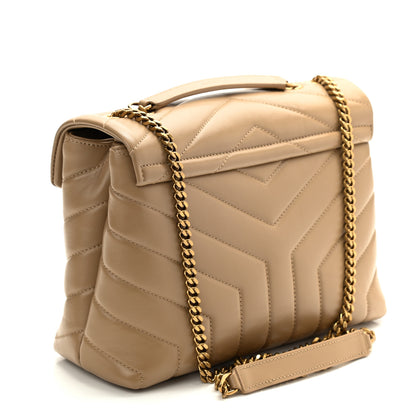 Saint Laurent Calfskin Y Quilted Monogram Small Loulou Chain Satchel Dark Beige 3 of 11