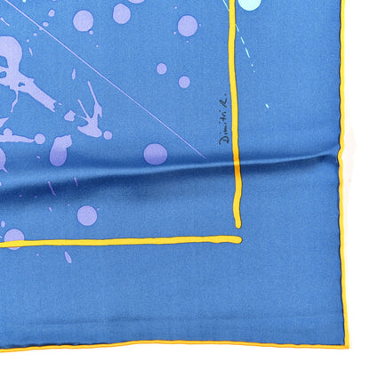 Hermes Silk Cheval Surprise Remix Scarf 90 Bleu Jaune D'Or Mauve 4 of 6