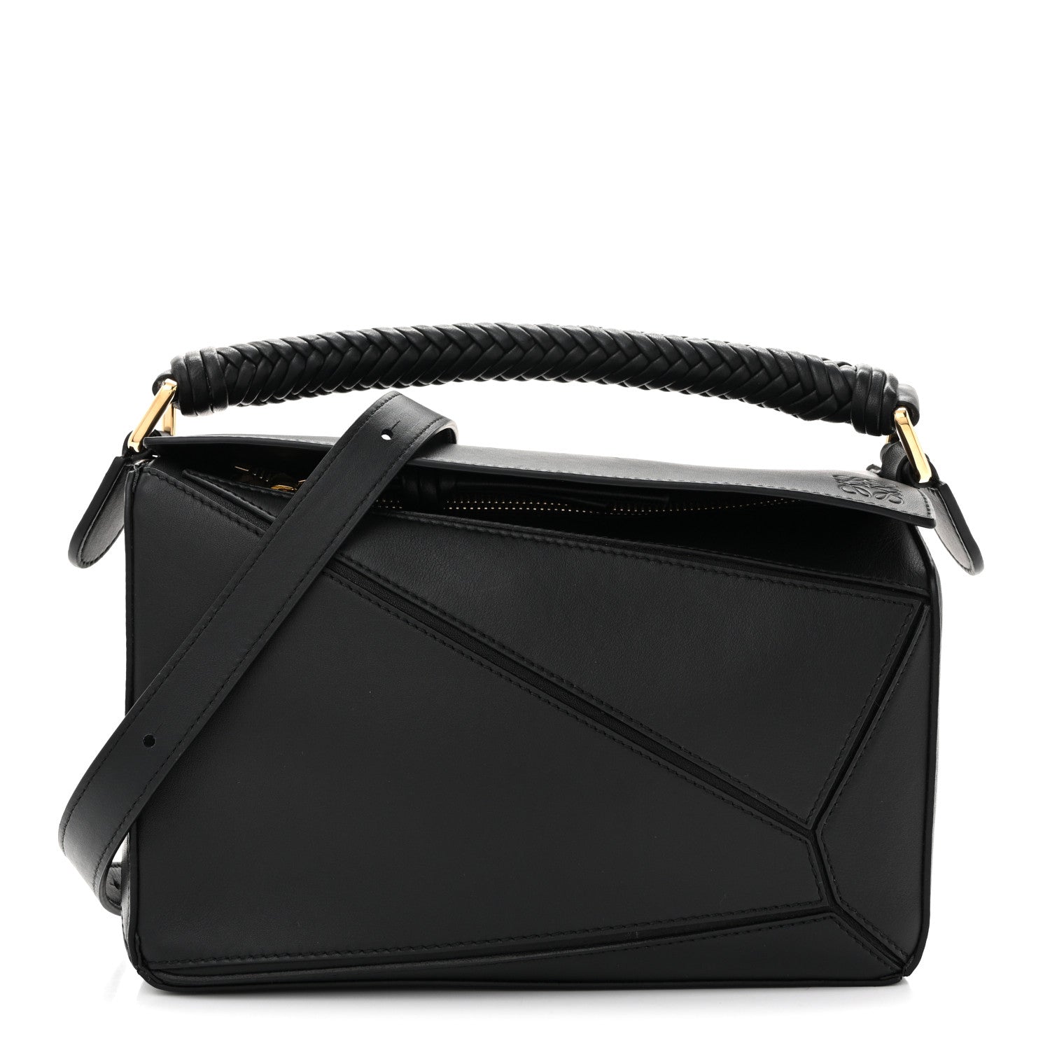 Loewe Calfskin Small Woven Puzzle Bag Black 1 of 10