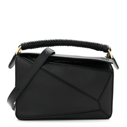 Loewe Calfskin Small Woven Puzzle Bag Black 1 of 10
