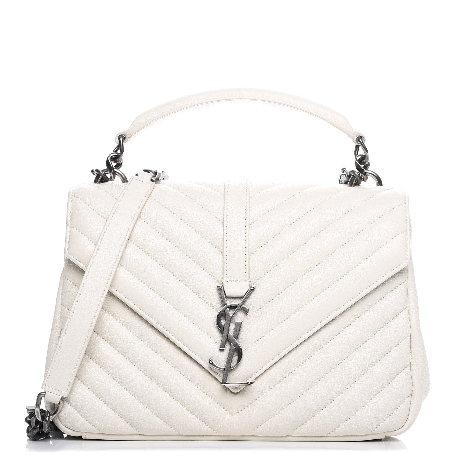 Saint Laurent Sheepskin Matelasse Monogram Medium College Bag Dove White 1 of 11