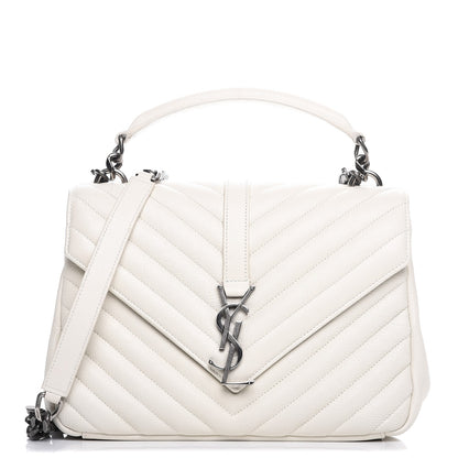 Saint Laurent Sheepskin Matelasse Monogram Medium College Bag Dove White 1 of 11