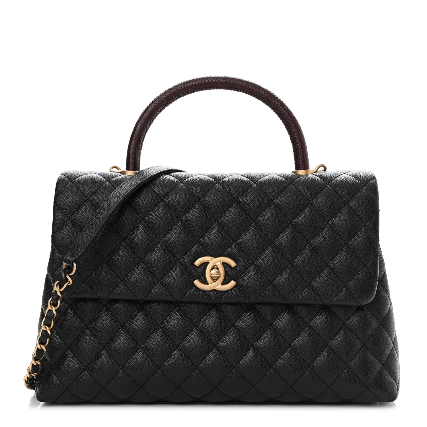 Chanel Caviar Lizard Quilted Medium Coco Handle Flap Black 1 of 10