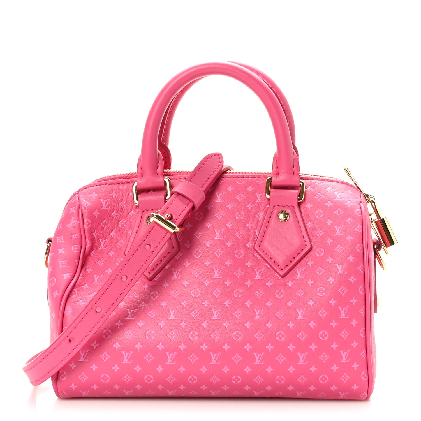 Calfskin Nanogram Embossed Speedy Bandouliere 20 Rose