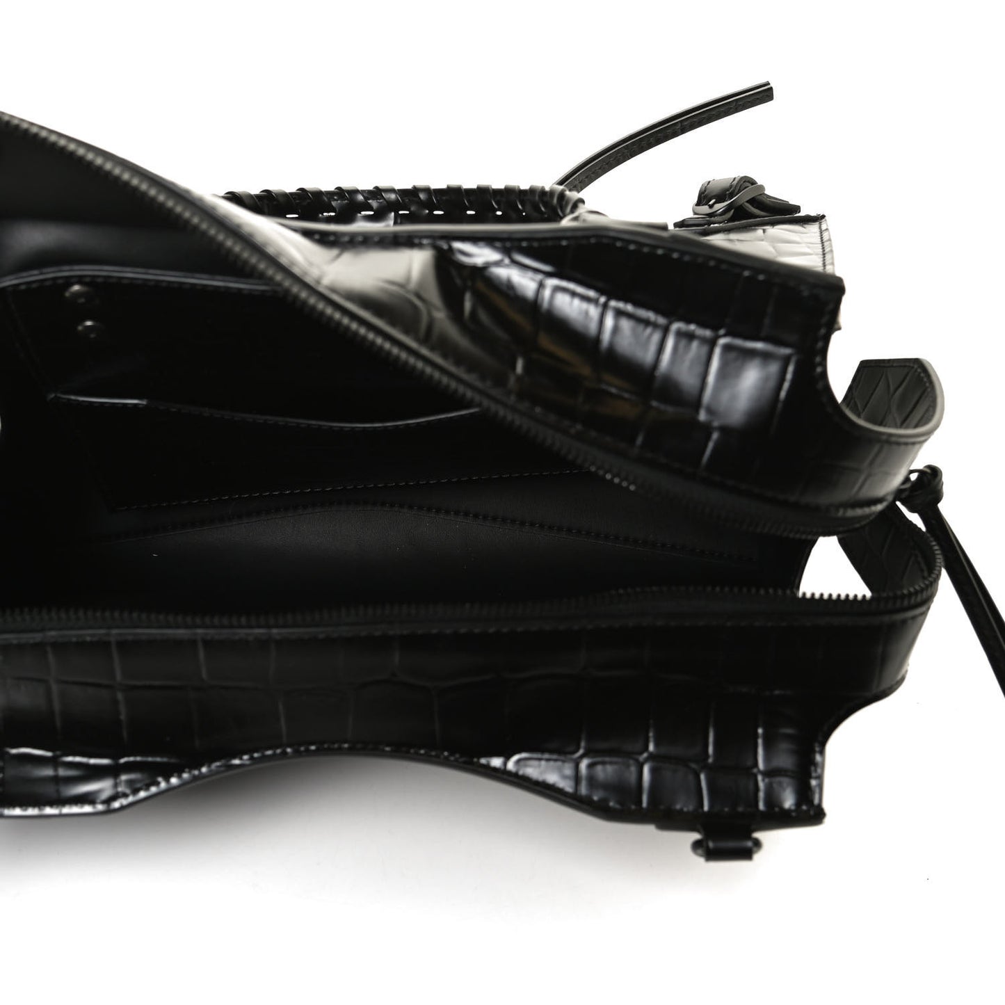 Semi Shiny Calfskin Crocodile Embossed Neo Classic Black Hardware S City Black