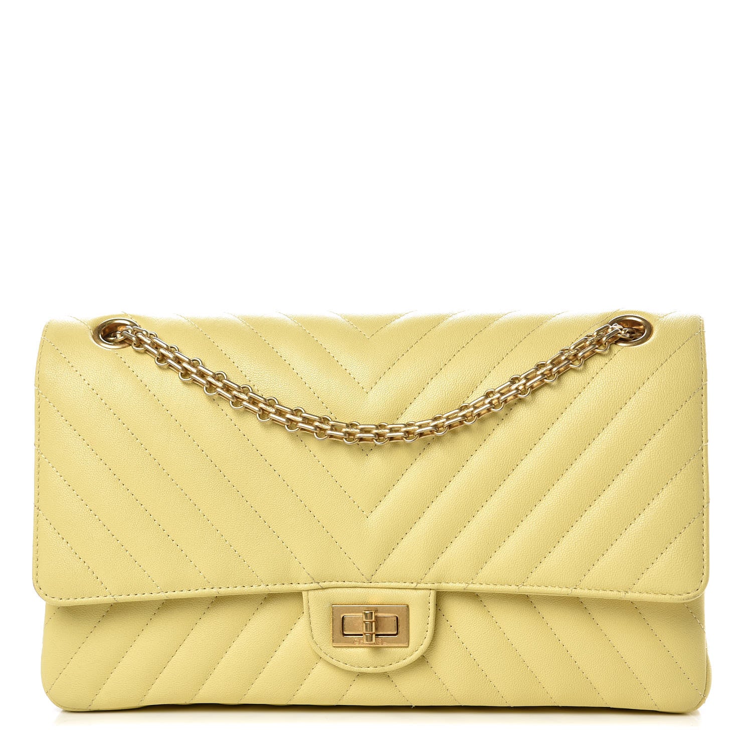 Chanel Sheepskin Chevron Quilted 2.55 Reissue 226 Flap Yellow 1 of 11