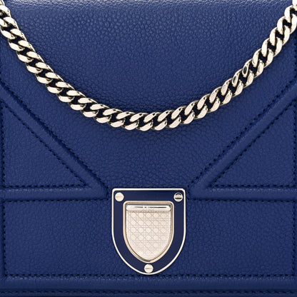 Christian Dior Grained Calfskin Diorama Wallet on Chain Pouch Blue 9 of 12