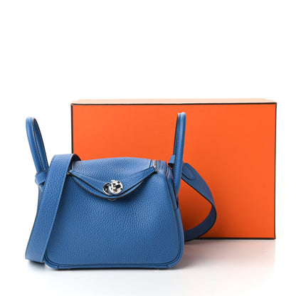 Hermes Taurillon Clemence Mini Lindy 20 Bleu Zellige 11 of 11
