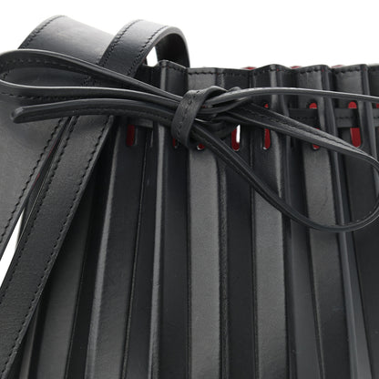 Mansur Gavriel Vegetable Tanned Calfskin Pleated Mini Bucket Bag Black Flamma 8 of 10