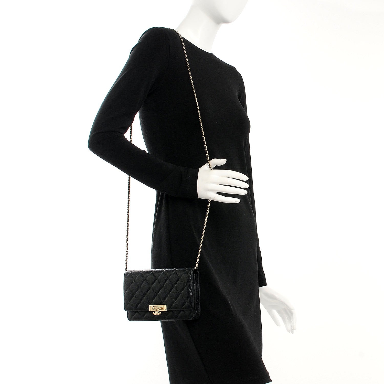 Chanel Caviar Quilted Golden Class Wallet On Chain WOC Black 2 of 9