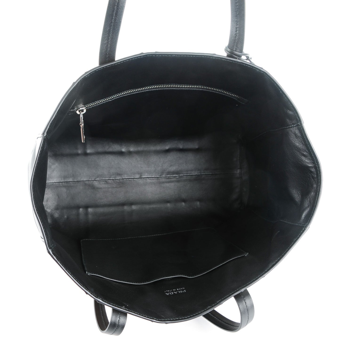 Calfskin Baiadera Striped Shopping Tote Black Caramel White
