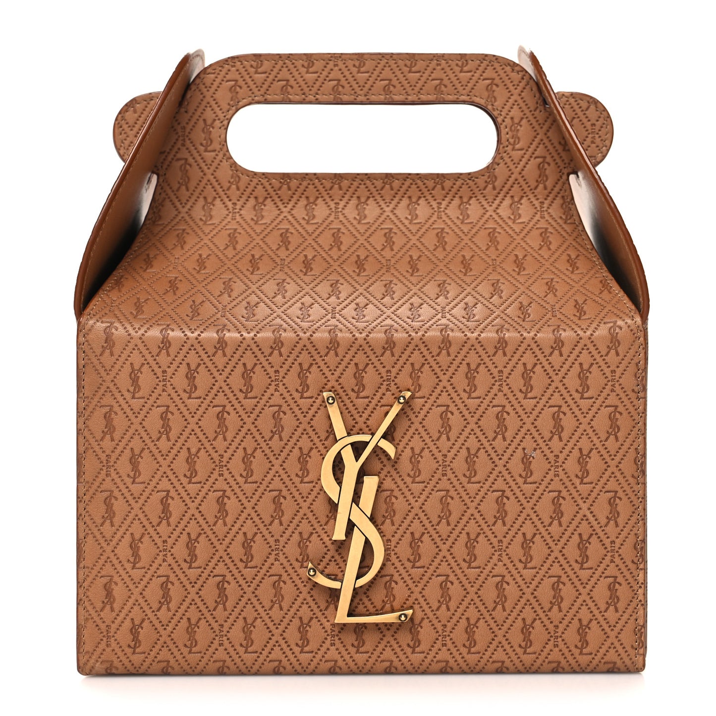 Calfskin Monogram Take Away Box Dusty Vintage Brown Gold
