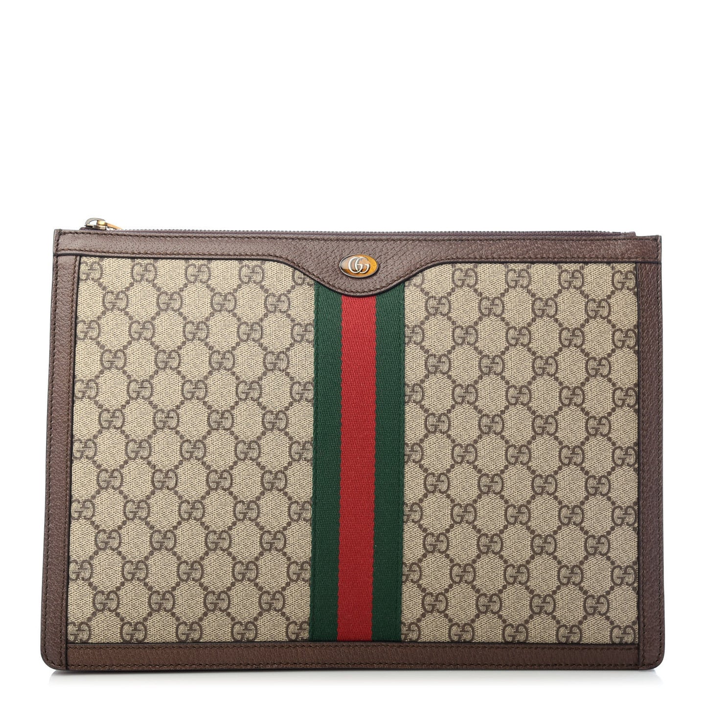 GG Supreme Monogram Web Ophidia Portfolio Pouch Beige New Acero
