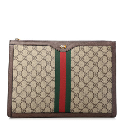 Gucci GG Supreme Monogram Web Ophidia Portfolio Pouch Beige New Acero 1 of 7