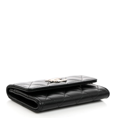 Chanel Lambskin Quilted Flap Crystal Star Card Holder Wallet Black 4 of 9