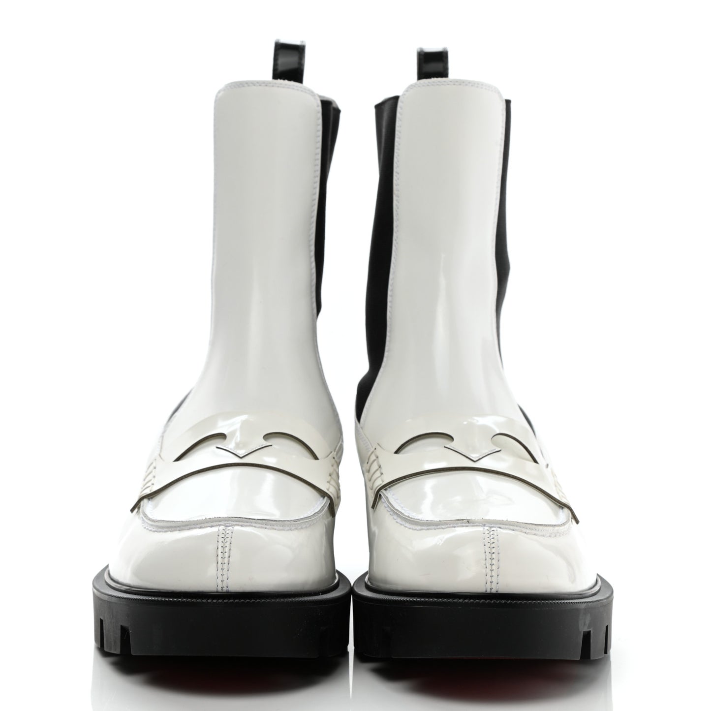 Patent Montezu Lug Chelsea Boots 40 White