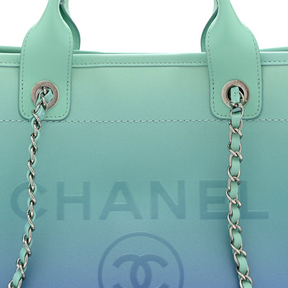 Chanel Shaded Calfskin Medium Deauville Tote Light Green Turquoise Purple 9 of 11