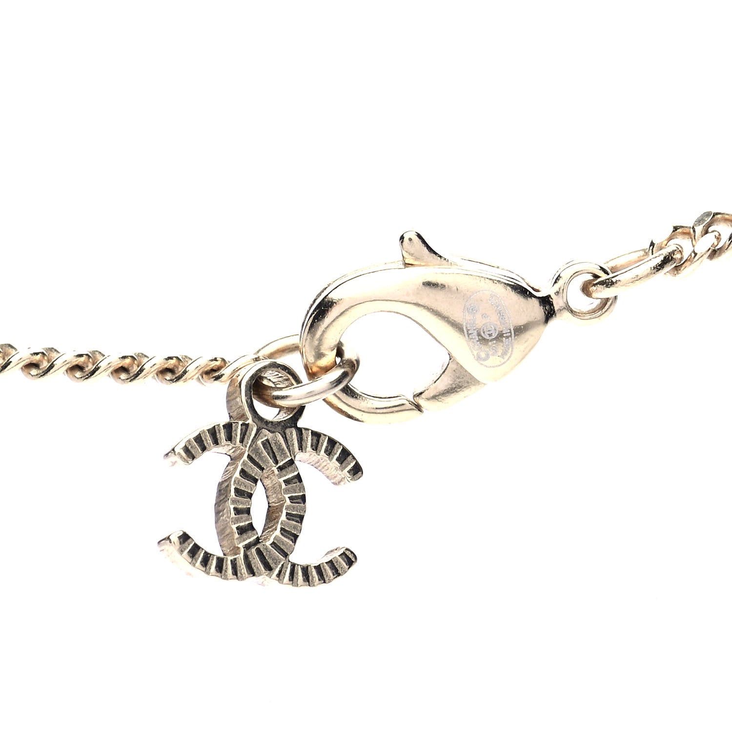 Chanel Crystal CC Logo Pendant Necklace Gold 3 of 4