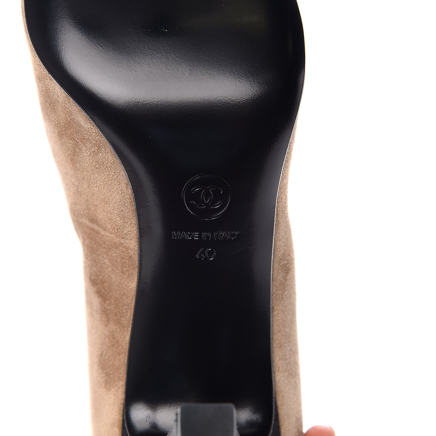 Chanel Suede Calfskin Satin Gabrielle Cap Toe Short Boots 40 Beige Black 6 of 8