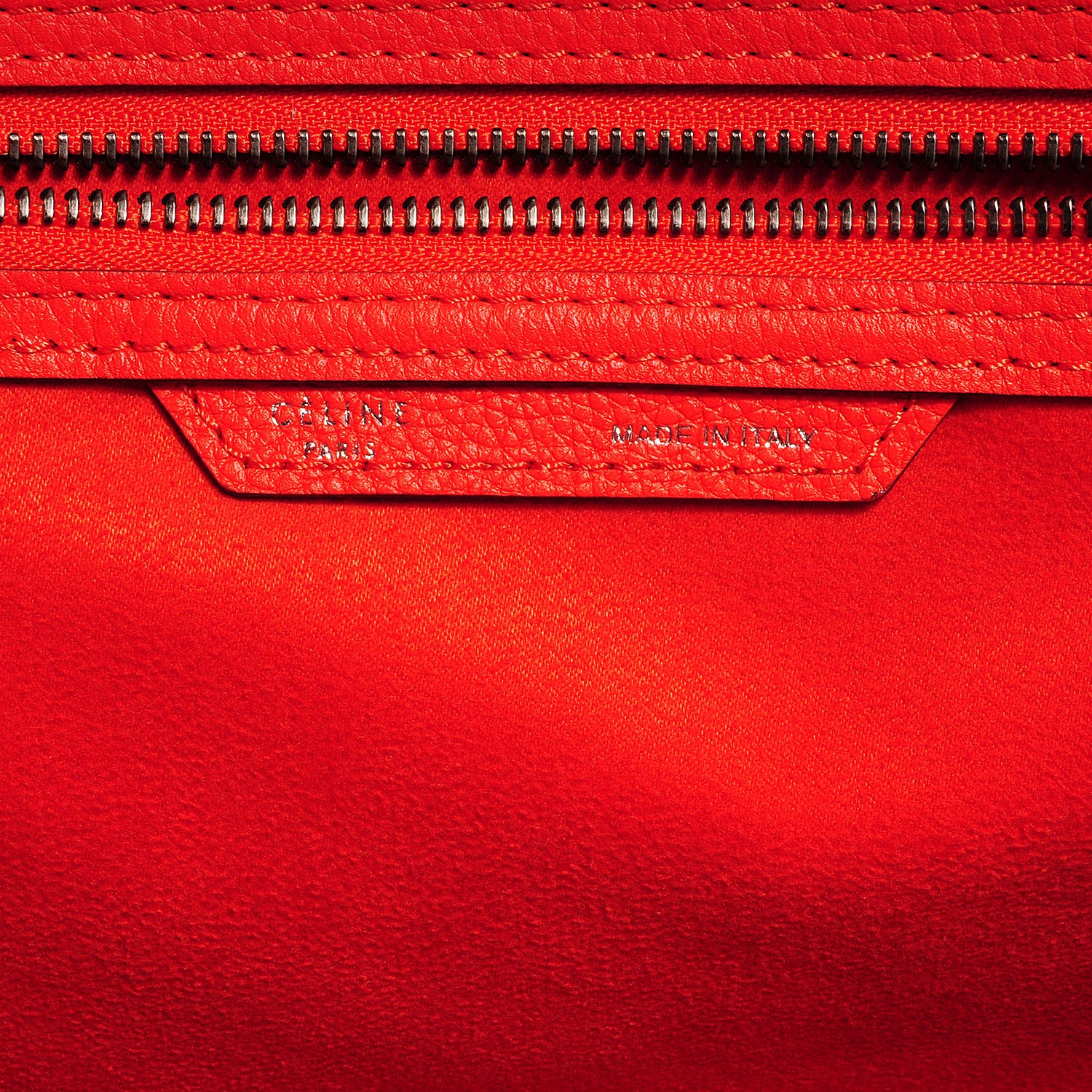 Celine Drummed Calfskin Mini Luggage Vermillion 6 of 8