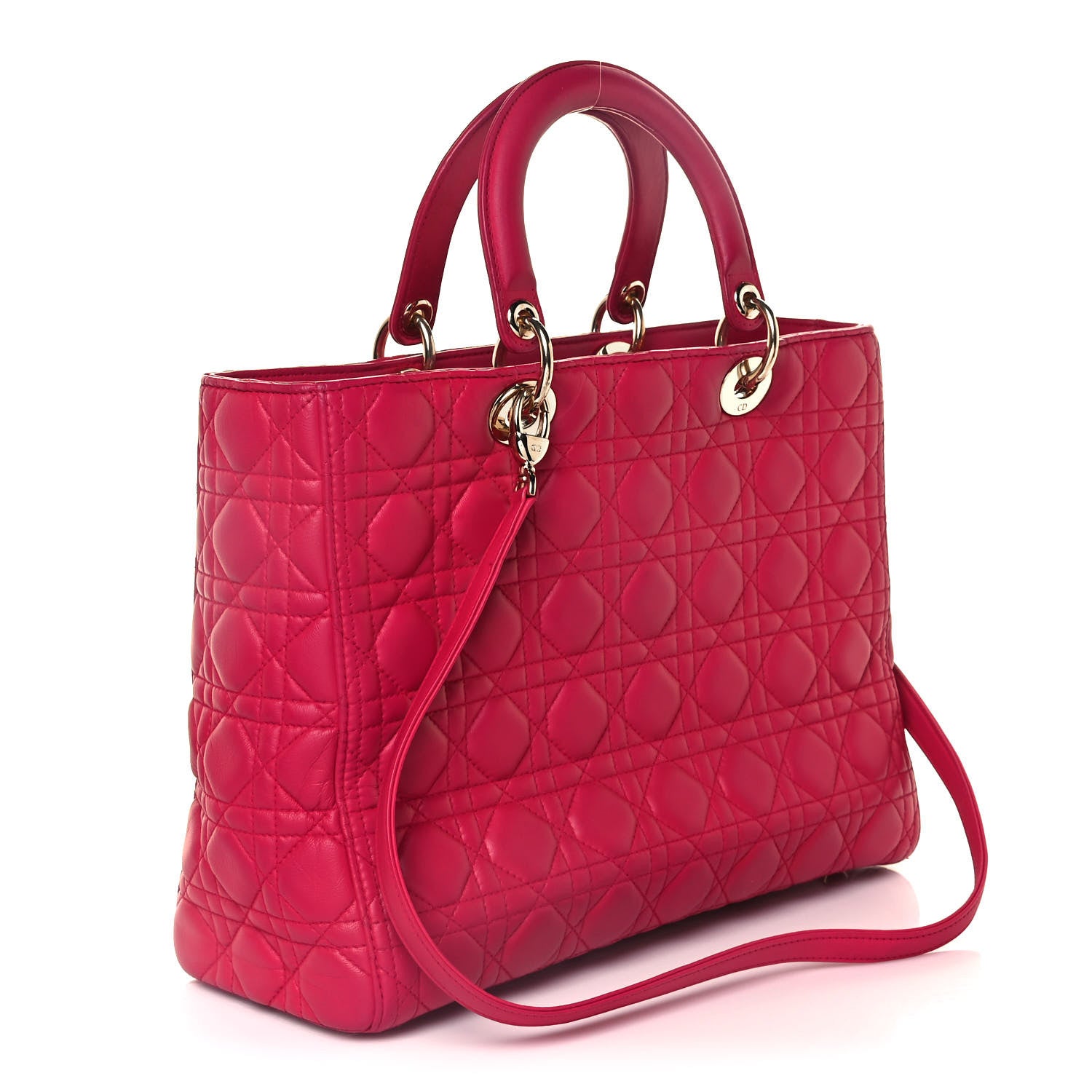 Christian Dior Lambskin Cannage Large Lady Dior Fuchsia 3 of 15