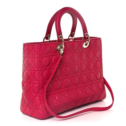 Christian Dior Lambskin Cannage Large Lady Dior Fuchsia 3 of 15