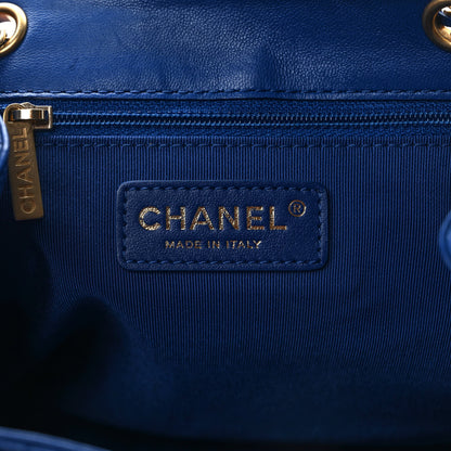 Chanel Calfskin Stitched Egyptian Amulet Drawstring Bag Blue 6 of 9
