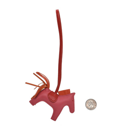 Hermes Milo Lambskin Grigri Rodeo Bag Charm PM Rose Azalee Orange Poppy Rouge Indien 2 of 4