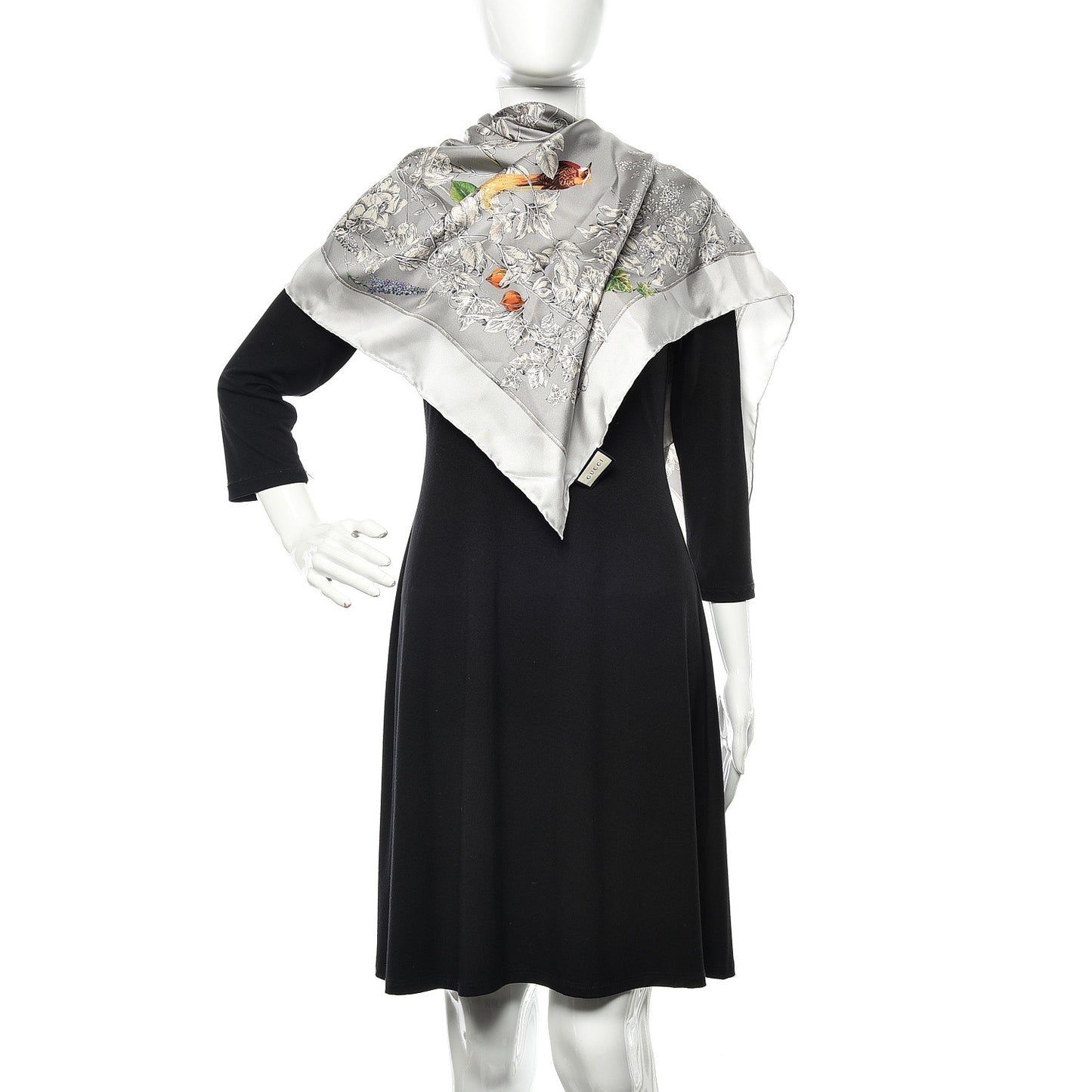 Silk Twill Wondergardenia Square Scarf Zinc Beige