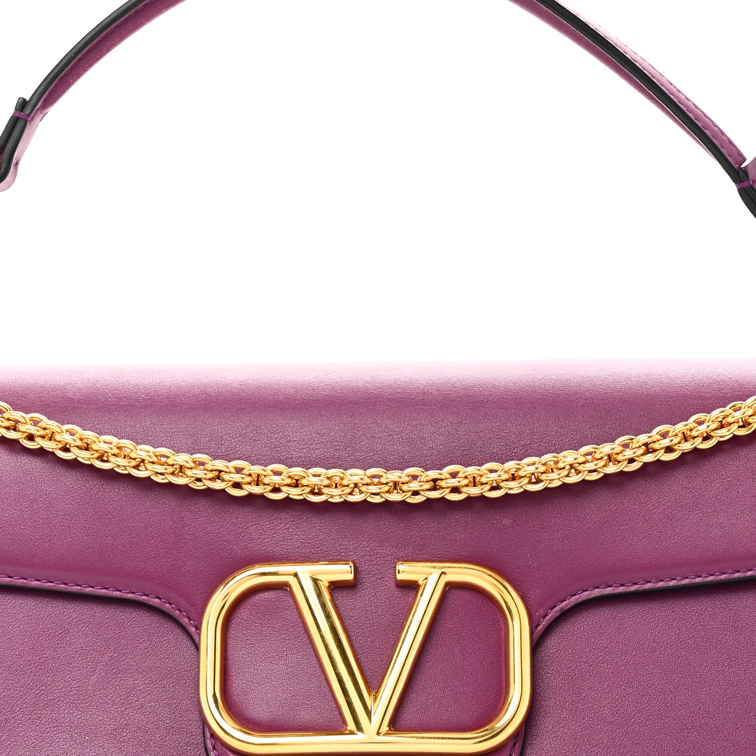 Valentino Garavani Calfskin Vlogo Loco Shoulder Bag Prune 7 of 9