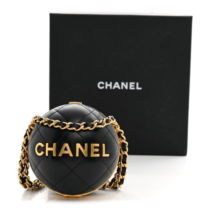 Chanel Lambskin Quilted Sphere Minaudiere Chain Clutch Black 11 of 11