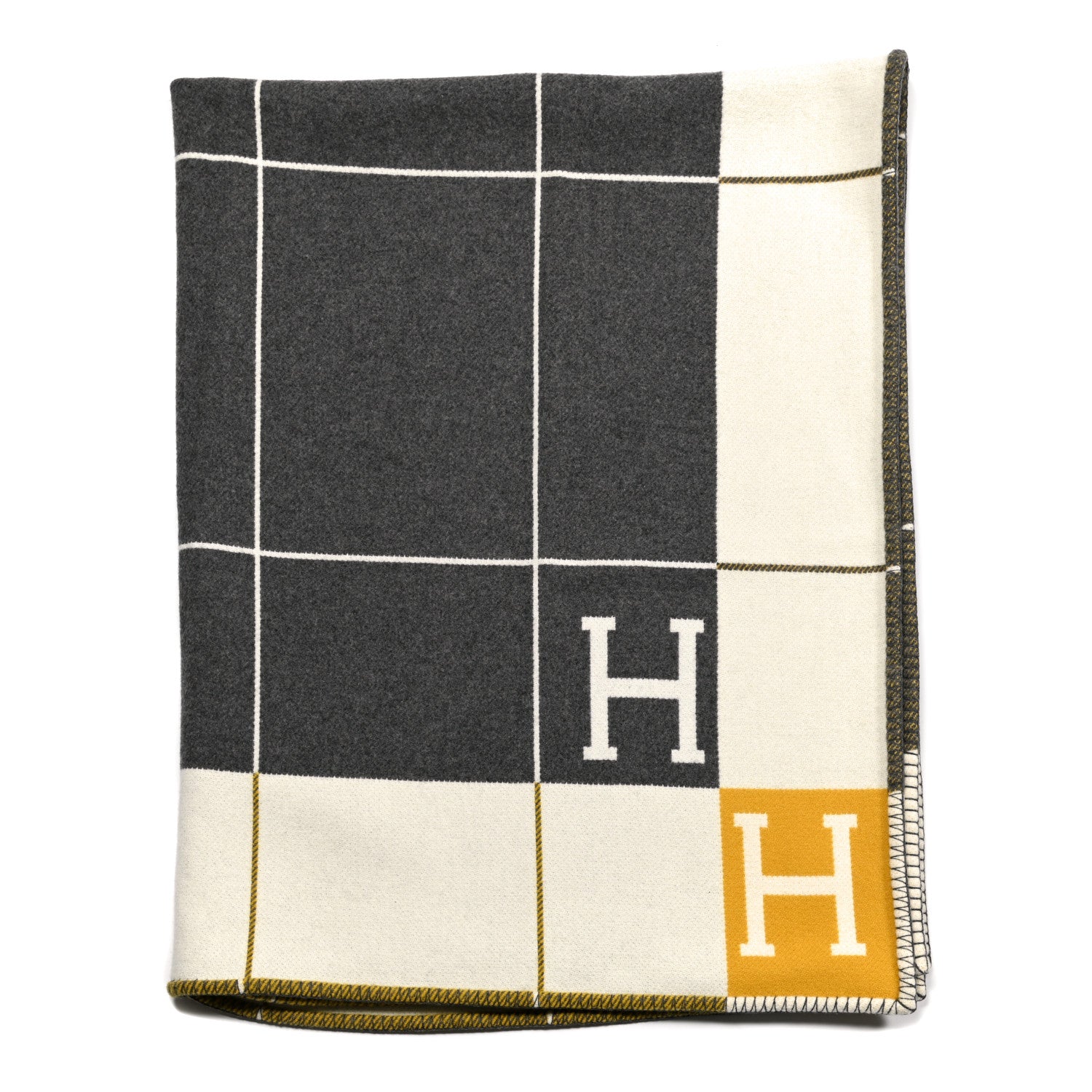 Hermes Wool Cashmere Avalon III Blanket Gris Soleil 1 of 3