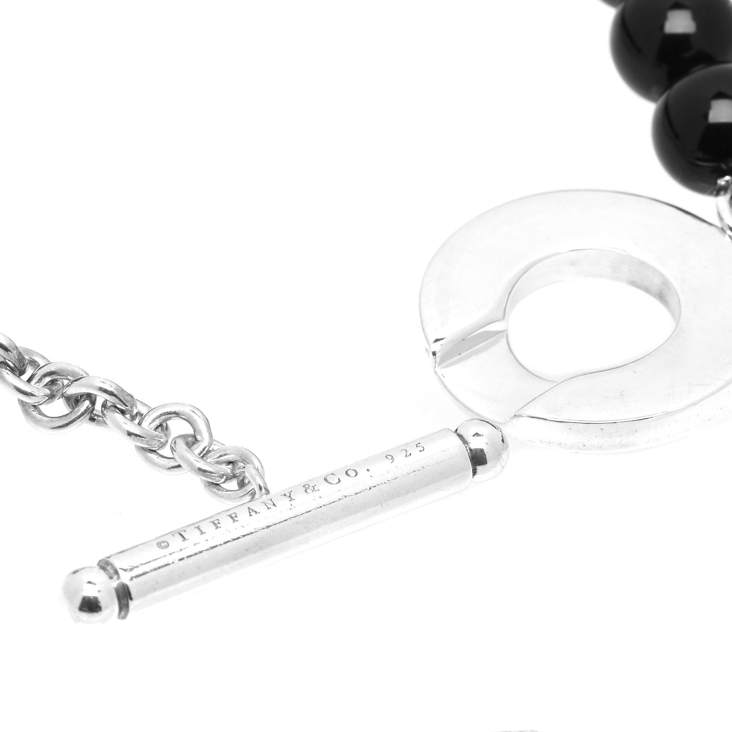 Tiffany Sterling Silver Black Onyx Bead Toggle Bracelet 4 of 4