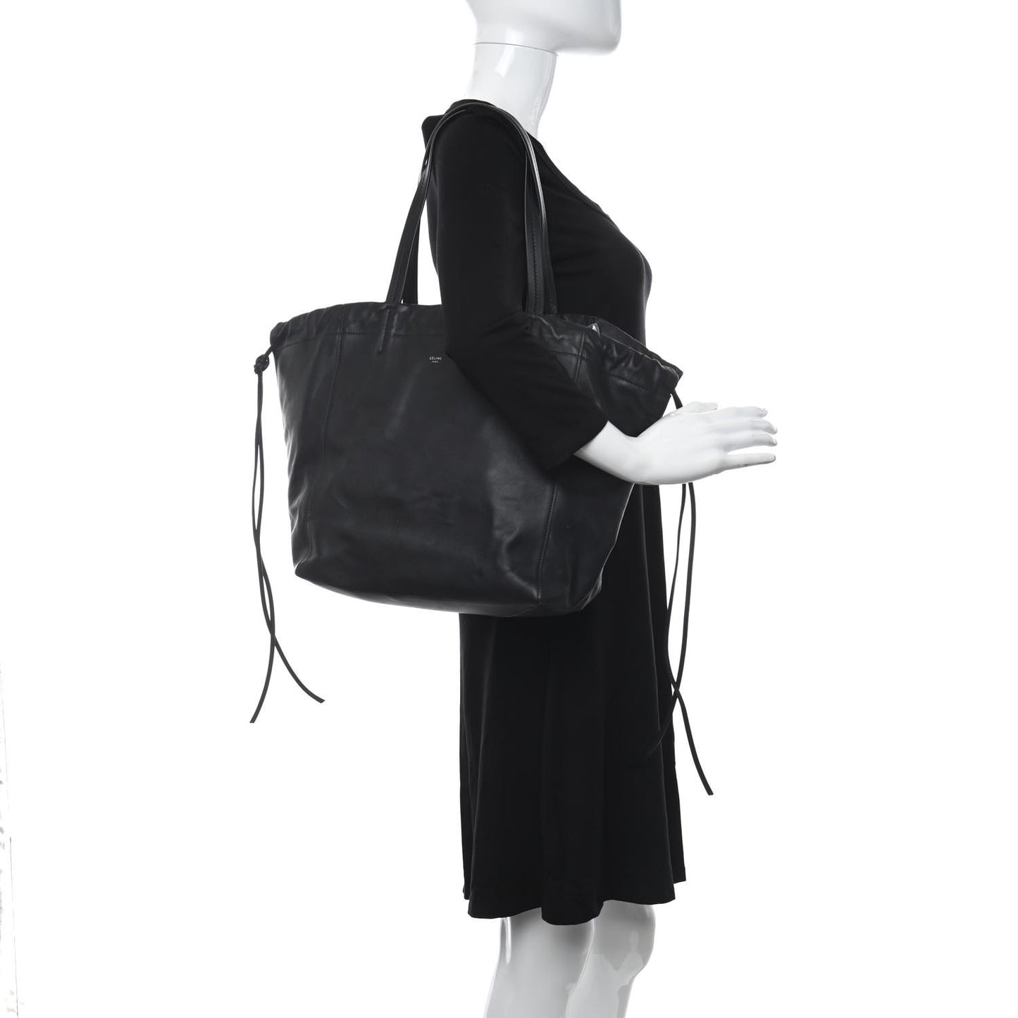 Smooth Calfskin Small Coulisse Cabas Black